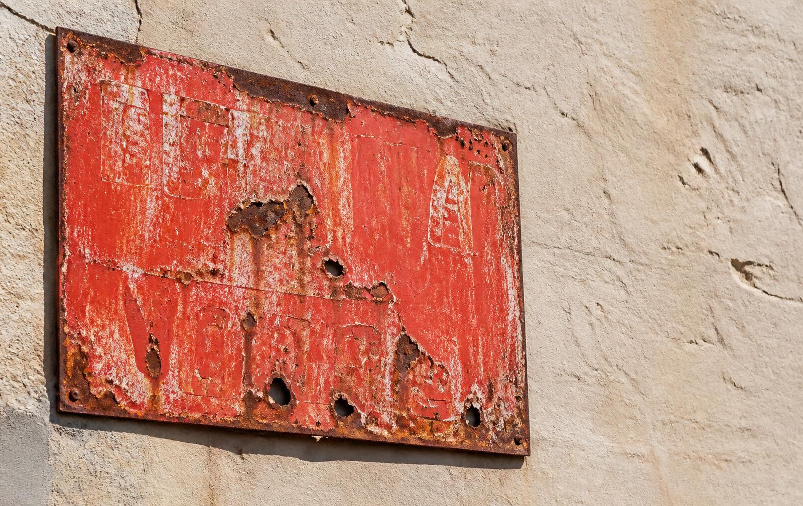 Damaged sign